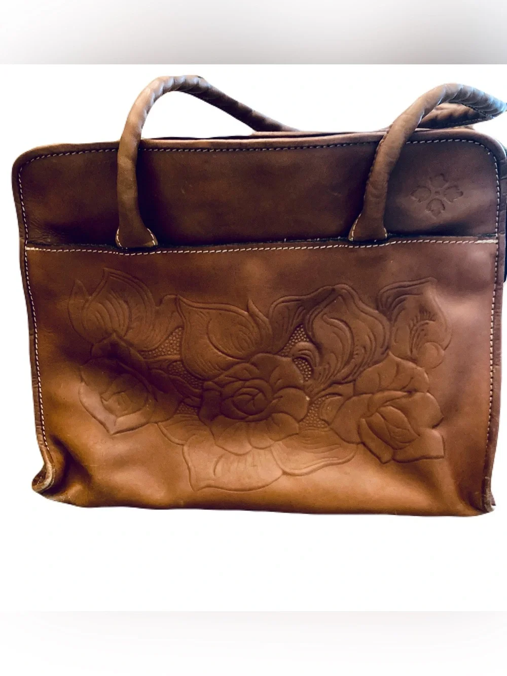 Patricia Nash Paris Large Satchel in Brown Leather